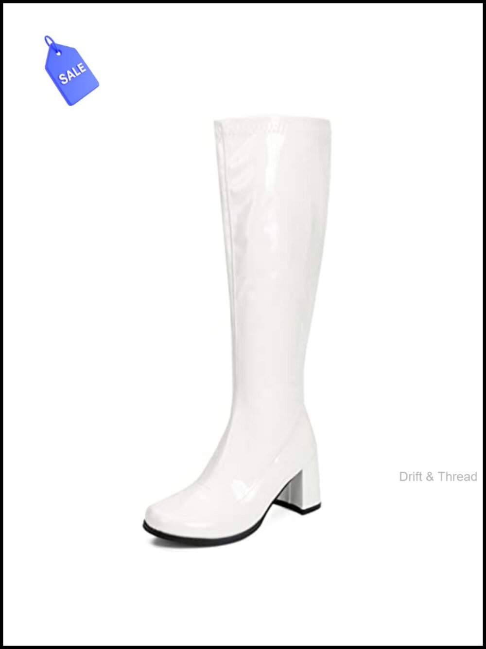 Women's Chunky Block Heel Knee High Gogo Boots PU Square Toe Zipper